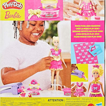 Play-Doh Barbie Ruffles and Bows Set, Make Doll Clothes with Modeling Compound & 9 Fashion Accessories, Arts & Crafts for Girls & Boys 5+