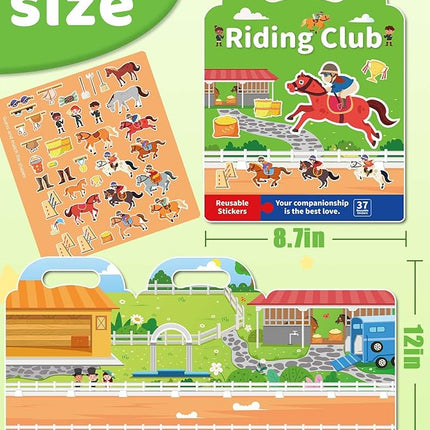 Benresive Reusable Sticker Book for Toddlers 2-4 Years, Fun Travel Stickers for Kids, Waterproof Sticker Books for Toddlers 1-3, Crafts Activities for Todddlers 1-3 2-4 3-5 - Riding
