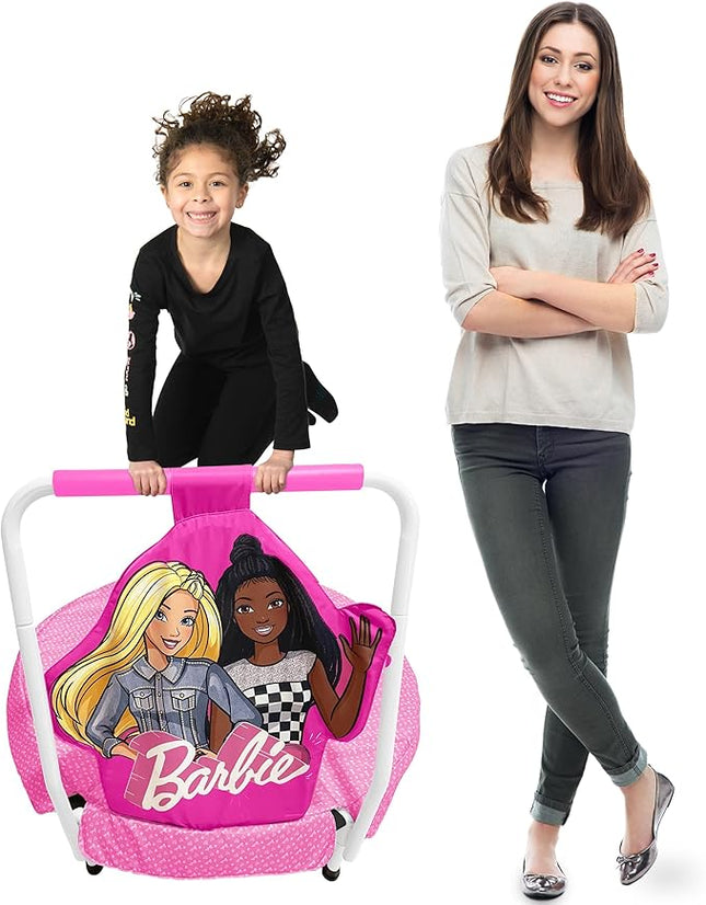 Barbie Hearts Indoor Mini Trampoline with Handle for Toddlers