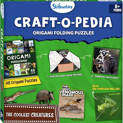 Skillmatics Origami Puzzle Book - 48 Folding Puzzles for Kids, Fun STEM Toy & Brain Teasers, Educational & Travel Gifts for Ages 6, 7, 8, 9, 10 and Up