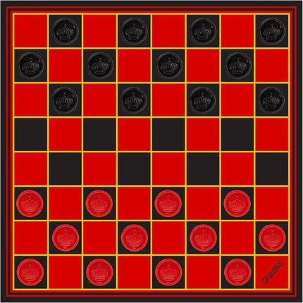 Kangaroo - Multiplayers Strategy Checker Board Game for Kids & Adults - Portable Educational Travel Cardboard Checkers - Includes Large Board w/ 24 Checkers (12 Red and 12- Black) 15x15 Inches