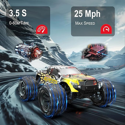 DEERC RC Cars High Speed Remote Control Car for Adults Kids 30+MPH, 1:16 Scales 4WD Off Road RC Monster Truck,Fast 2.4GHz All Terrains Toy Trucks Gifts for Boys,2 Batteries for 40Min Play