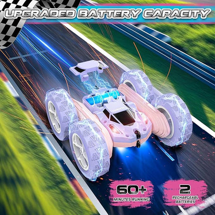 cosone Remote Control Car RC Cars for Kids Toys Rechargeable 360° Rotating 2.4Ghz RC Stunt Car for Kids Birthday Gift for 6 Years Old Girls Toys 6 7 8 9 10 Years Old Girl Gift Ideas (Pink&Purple)