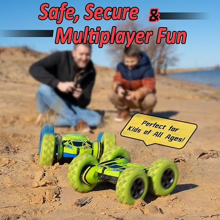 Threeking RC Stunt Car Remote Control Cars with Lights Double-Sided Driving Indoor Outdoor Toys Gifts Presents for 6 7 8 9 10 11 12 Year Old Kids Boys Girls