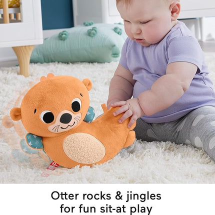 FISHER-PRICE BABY Toy 2-in-1 Rockin' Tummy Time Otter Plush Sensory Activity with Soft Book for Newborn Play Ages 0+ Months