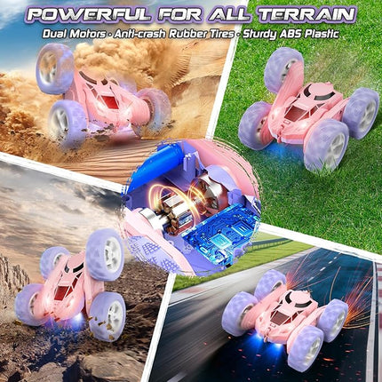 RC Stunt Car Remote Control Cars with Lights Double-Sided Driving Indoor Outdoor Toys Gifts Presents for 6 7 8 9 10 11 12 Year Old Kids Boys Girls