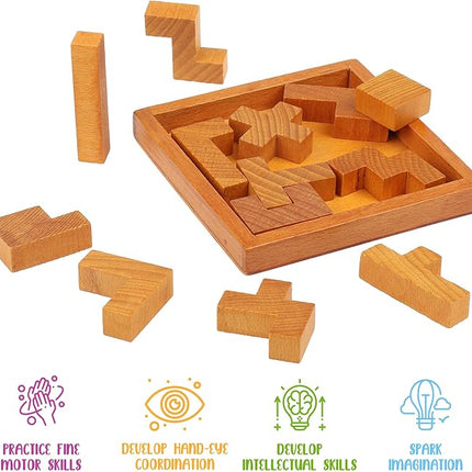 Wooden Brain Teaser Puzzles for Kids Children & Adults. New Level of Challenge for Those who Love Good Mental Workout