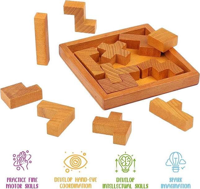Wooden Brain Teaser Puzzles for Kids Children & Adults. New Level of Challenge for Those who Love Good Mental Workout