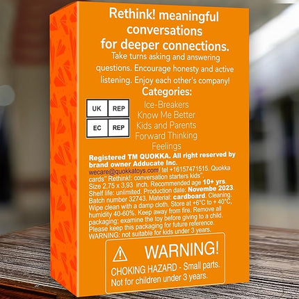 QUOKKA Conversation Cards Game - Kids Edition | 500 Questions | Original Version | Share Thoughts - Fun Talking Board Game for Family Night