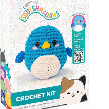 Original Squishmallows Bebe the Bluebird Crochet Kit, Includes Yarn, Crochet Hook, Starter Hooks, Step-By-Step Tutorials, Exclusive Crochet Kit For Beginners, DIY Craft, Crochet Kits, Great Teen Gifts