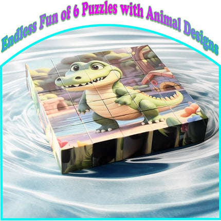 Magnetic Blocks Building Toy,Ritastar 25pcs Mine Stacking Magnet Build Cubes Cartoon Pattern World,STEM Sensory Construction Toys for Kids Gift,Educational Jigsaw Puzzle Set with 3D Zoo Animal Designs