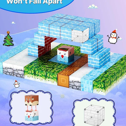 VEVOR Magnetic Blocks, 150 PCS Glacier Castle Set, Magnetic Building Cubes for Kids, STEM Montessori Sensory Toys for Christmas Birthday Gift, Construction Stacking Toy for 3+ Years Old Boys & Girls