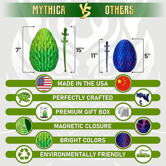 MYTHICA 3D Printed Dragon Egg Unleash Your Imagination with Our Crystal Mystery Dragon Egg Collection Fully Articulated Fidget Desk Toy for ADHD, Autism, Anxiety & Stress Relief (Mystical Jungle)
