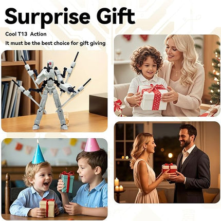 (Assembly Completed) 8 inch T13 Action Figure Set,T 13 Action Figure Multi-Articular Mobile Robot Nova T-13,Desktop Decorations for Game Lovers Toys (Gray)