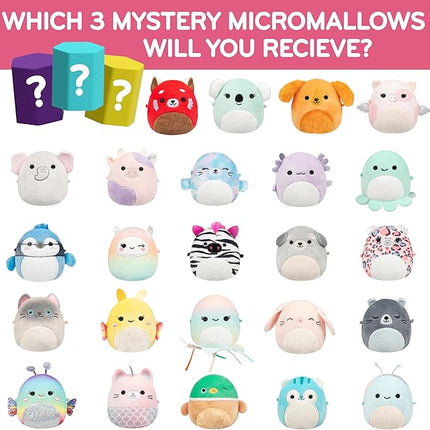 Squishmallows Micromallows Series 1 Mini Mystery Plush (3 Pack) Official Jazwares Basket Stuffer Plush - Collectible Soft & Squishy Blind Capsules - Styles May Vary - Gift for Boys, Girls & Kids