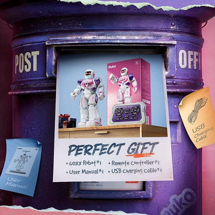 Ruko 6088 RC Robot Toys for Kids, Smart Gesture Sensing Interactive, Singing Dancing Rechargeable Programmable, Gifts for Girls & Boys 3 4 5 6 Years Old, Pink