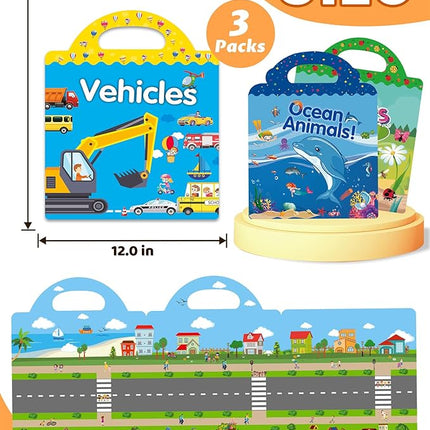 Reusable Sticker Book for Toddlers 2-4 Years, Stickers for Kids, Toddler Sticker Book Ages 1-3, Toddler Craft Activities, Toddlers Travel Toys Ages 2+ Boy Girl Birthday Gifts