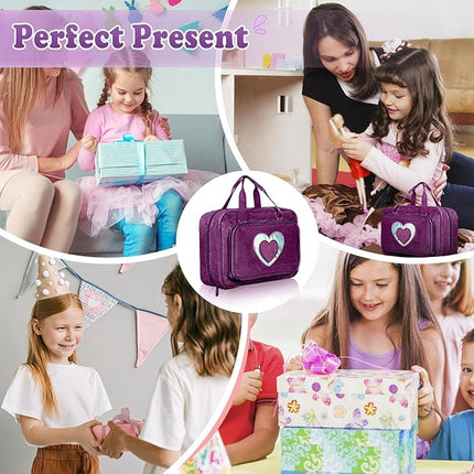 Carrying Case Compatible with Barbie Dolls 12-Inch, Storage Organizer with Handle Holds up to 6 Dolls,Multiple Pockets for Accessories,Toy Storage Box, lavender,Bag Only (purple)