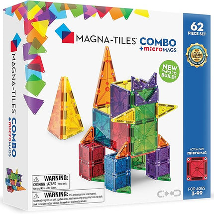 MAGNA-TILES Combo 62-Piece Magnetic Construction Set, The Original Magnetic Building Brand