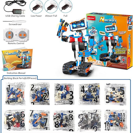 okk Robot Building Toys for Boys, STEM Projects for Kids Ages 8-12, Remote & APP Controlled Engineering Learning Educational Coding DIY Building Kit Rechargeable Robot Toy Gifts for Girls
