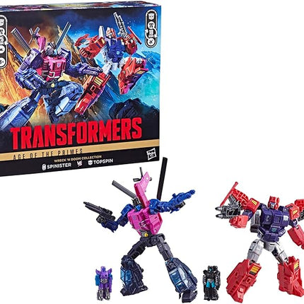 Transformers Age of The Primes Wreck 'n Doom Collection Topspin vs Spinister 5.5-inch Converting Action Figure 2-Pack, Robot Toys, Ages 8+ (Amazon Exclusive)