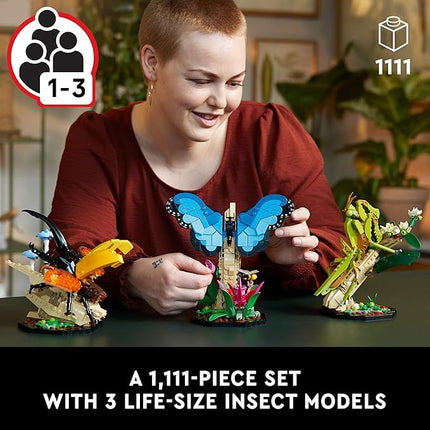 LEGO Ideas The Insect Collection, Fun Gift for Nature Lovers, with Life-Size Blue Morpho Butterfly, Hercules Beetle and Chinese Mantis Display Models, Bug Building Set and Nature Décor, 21342