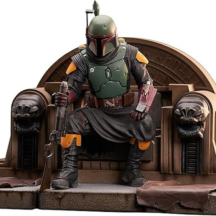 Diamond Select Toys Star Wars Premier Collection: The Mandalorian: Boba Fett on Throne Statue, Multicolor