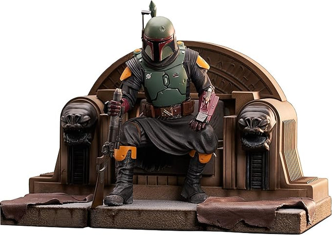 Diamond Select Toys Star Wars Premier Collection: The Mandalorian: Boba Fett on Throne Statue, Multicolor