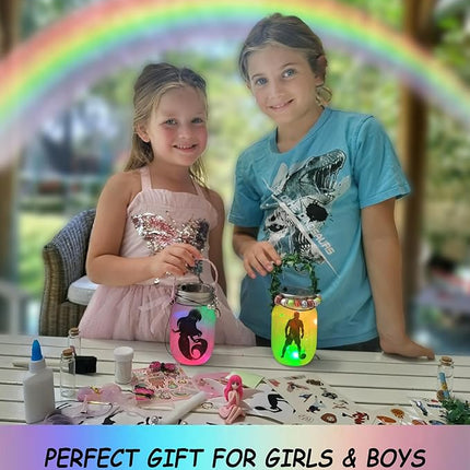 Make Your Own Unicorn & Fairy Lantern Jar Night light Arts and Crafts for Kids, Best Birthday Gifts for Girls Ages 3 4 5 6 7 8 9 10 11 12 Years old, DIY Unicorn Gift & Fairy Craft Kit for Little Girls
