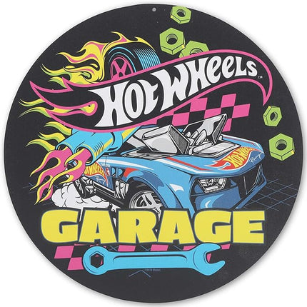Mattel Hot Wheels Garage Neon Metal Sign - Fun Hot Wheels Wall Decor for Kids' Bedroom or Garage