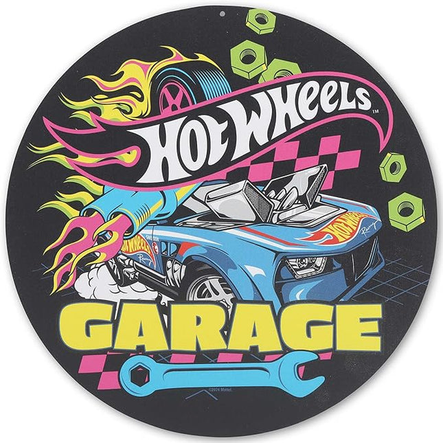 Mattel Hot Wheels Garage Neon Metal Sign - Fun Hot Wheels Wall Decor for Kids' Bedroom or Garage