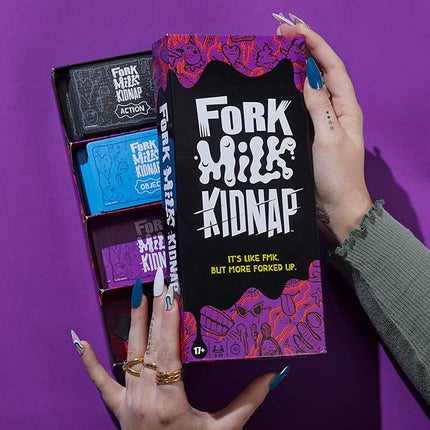 Hasbro Gaming Fork Milk Kidnap Game for Adults Only, an Adult Party Game of Questionable Choices, Ages 17+, for 3 to 10 Players, Hilarious NSFW Card Games