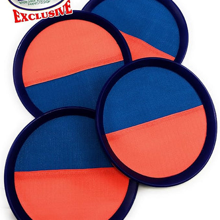 Matty's Toy Stop Deluxe Toss & Catch (Hook & Loop) Tropical Colors Paddle Game Set with 4 Paddles, 3 Balls & Storage Bag - Classic Outdoor Game, Perfect for The Beach, Backyard or in The House!