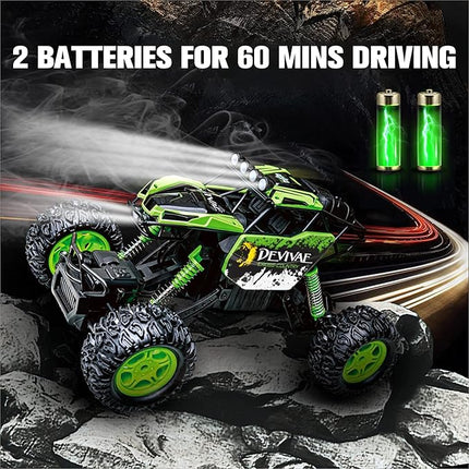 CROBOLL 1:12 Large RC Cars for Boys with Upgraded Lifting Function, 2.4GHz 4WD Remote Control Car Toy Gifts 20km/h Monster Truck for Kids, All Terrain RC Truck for 60Min Play(Green)