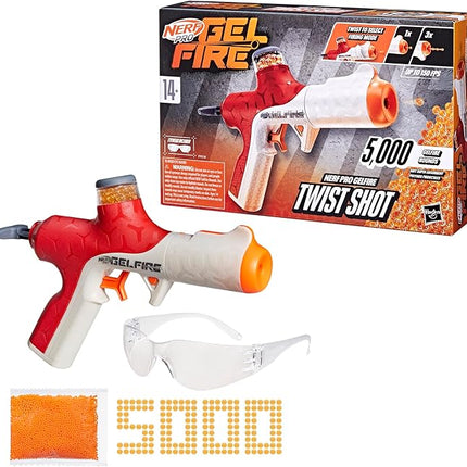 Nerf Pro Gelfire Twist Shot Blaster, 150 FPS, 5,000 Gelfire Rounds, T-Pull Priming, Integrated 80 Round Hopper, Eyewear, Ages 14+