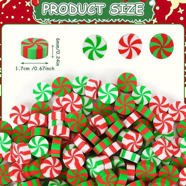 JUNEBRUSHS 150Pcs Christmas Erasers for Kids Bulk, Cute Mini Peppermint Candy Cane Pencil Erasers Novelty Holiday Erasers for Student Classroom Rewards Christmas Prizes Gifts Stocking Stuffers