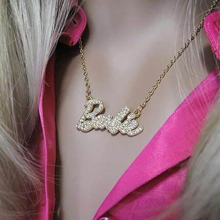 Barbie Crystal Script Logo Necklace