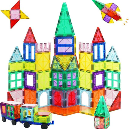 Cutedeer 108 Piece Magnetic Tiles, Magnet Building Blocks Set for Kids Toddlers, STEM Construction Toys with Gift Box for All Ages Boys Girls