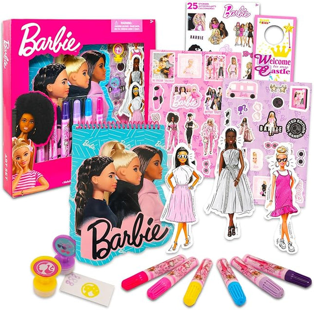 Barbie Art Set - Bundle with Arts and Crafts Supplies with Notebook, Stickers, Coloring Utensils, More for Kids | Barbie Craft Pack for Girls