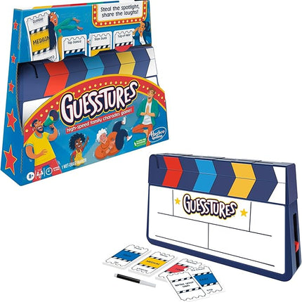 Hasbro Gaming Guesstures Game, Charades Games for 4 or More Players, Includes Customizable Cards and Clapper, Family Party Game for Ages 8 and Up