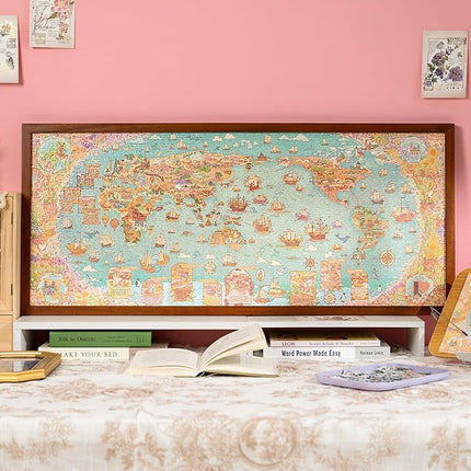 MOMIBOOK Puzzles for Adults 1300 Pieces Jigsaw Puzzles of Flower Great Universal Guide, Painting Image World Map Challenging Hard Impossible Puzzle Unique Funny Party Christmas Birthday Gifts