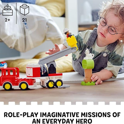LEGO DUPLO Town Fire Truck 10969 Building Toy Set for Toddlers, Preschool Boys and Girls Ages 2-5 (21 Pieces)