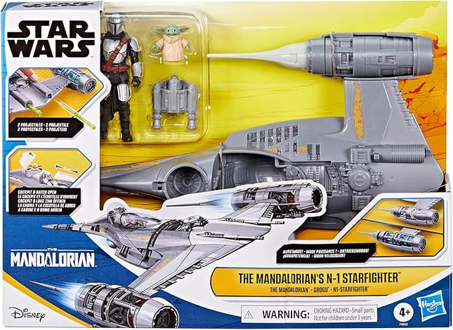 STAR WARS Epic Hero Series The Mandalorian's N-1 Starfighter Ship, 4-Inch Scale Grogu & Mandalorian Action Figures, Toys for Boys & Girls Ages 4+