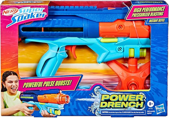 Nerf Super Soaker Power Drench Water Blaster, High Performance Pressurized Blasting, Easy Fill Station, Water Toys, Ages 8+