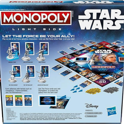 Monopoly Hasbro Gaming Star Wars Light Side Edition Board Game for Families and Kids Ages 8 and Up, Star Wars Jedi Game for 2-6 Players