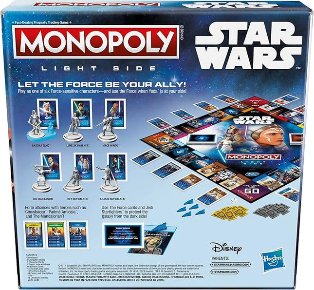 Monopoly Hasbro Gaming Star Wars Light Side Edition Board Game for Families and Kids Ages 8 and Up, Star Wars Jedi Game for 2-6 Players