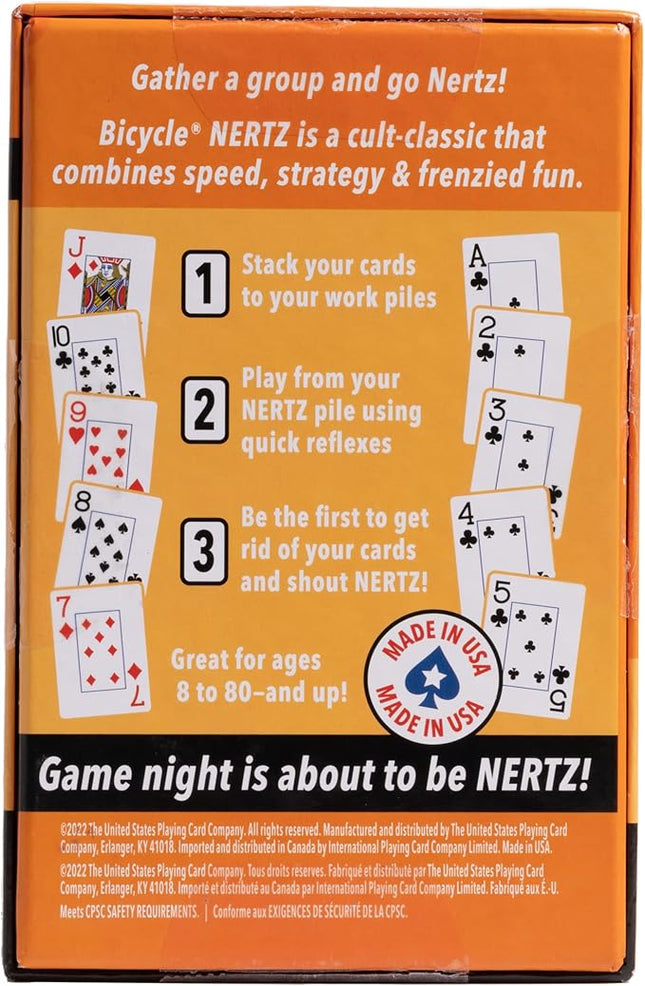 Bicycle Nertz Card Game (Solitaire) , 8 Decks of Jumbo Index Playing Cards, Fast-Paced Multiplayer Family Card Game for Kids and Adults, Classic Bicycle Cards, Up to 8 Players