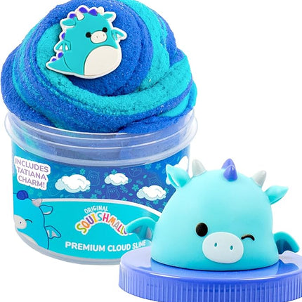 Squishmallows Tatiana The Dragon Premium Fluffy Slime, Blue Raspberry Scented, 3 Fun Add Ins, 8 oz. Soft Sludge Toy for Kids, 6+
