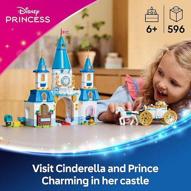 LEGO Disney Princess Cinderella's Castle & Horse Carriage Playset - Princess Castle Building Toy for Kids, Girls and Boys, Ages 6+ - with 2 Minidolls - Gift Idea for Birthdays - 43275