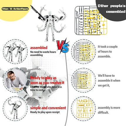 Assembly Completed T13 Action Figure 3D Printed Multi-Jointed Movable T 13 Lucky 13 Dummy 13 Nova 13 Robot 13 Action Figure Desktop Decorations for Game Lovers (Night Light, 5.5 Inch)